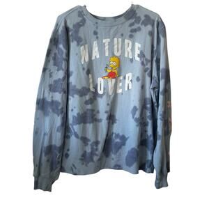 Acid Washed Baby Blue Simpsons Lisa Simpson Nature Lover Sweatshirt XL
